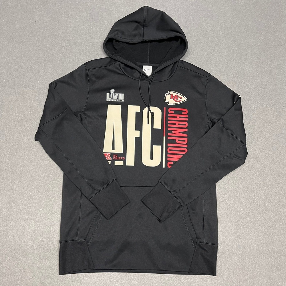 Kansas City Chiefs Hoodie Mens Medium Black Nike AFC Champions Super Bowl LVII